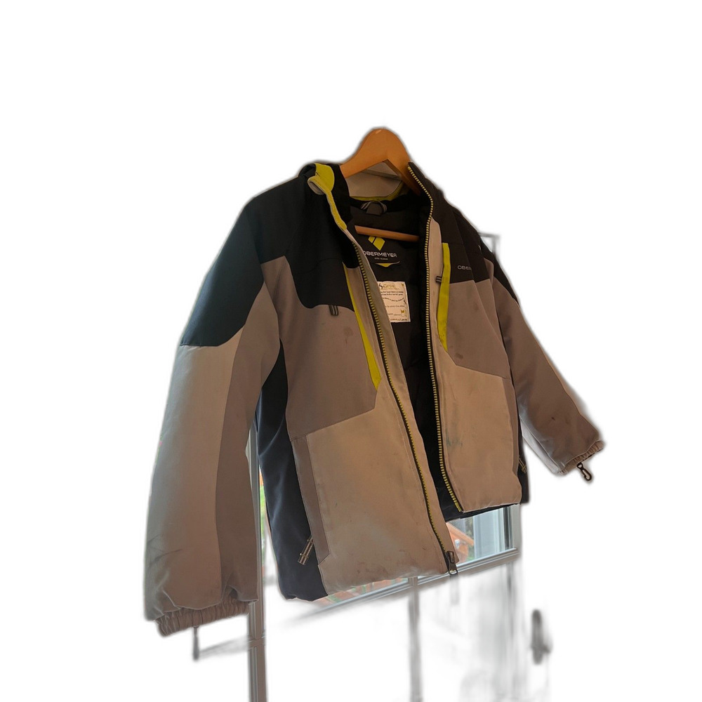 Obermeyer Kids Size 7 Winter Jacket / Ski Coat with I-Grow, Black / Yellow
